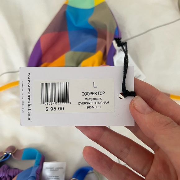 WeWoreWhat Gingham plaid 3 piece Bikini Set & Mesh Muscle Tank Dress - Picture 10 of 11